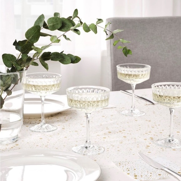 Cocktail Champagne Coupe IKEA SÄLLSKAPLIG Glasses Patterned 4 Pack NWT - Picture 3 of 7